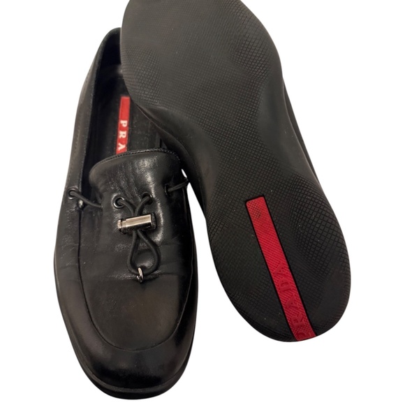 PRADA Authentic Nappa Women’s Black Leather Toggle Loafers Size 38.5 with Box - Picture 7 of 7